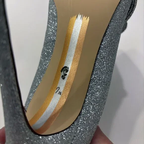 Sam Edelman Deela Embellished High Heel Silver Glitter Pointed Toe Pumps Sz 7.5‎ - Picture 10 of 10